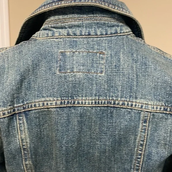 AJ ARMANI JEANS VINTAGE NEVER WORN JEAN JACKET CROPPED WITH LEATHER IN FRONT - Picture 10 of 15